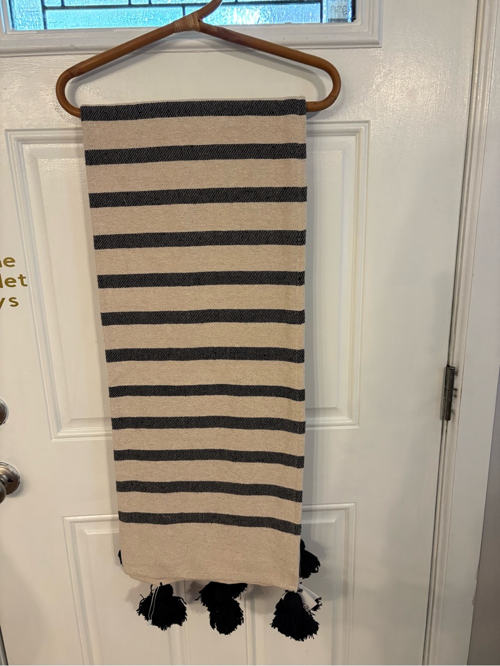 Primitives by Kathy Black and Cream Striped Tassel Throw